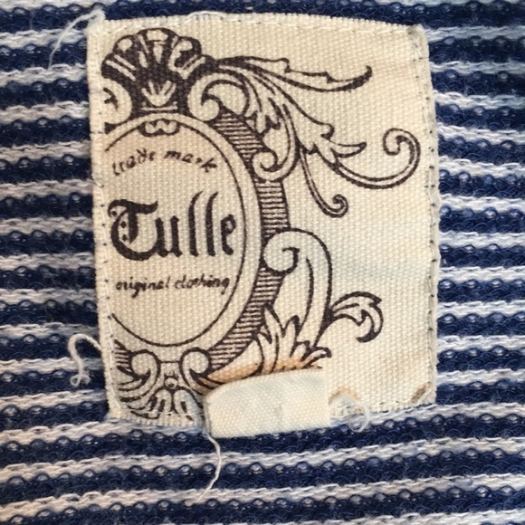 Tulle short waisted jacket size S blue and white stripe - Picture 3 of 10